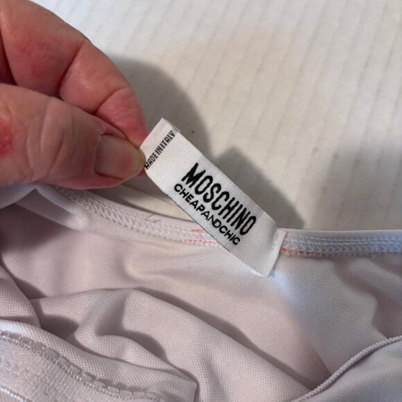 Moschino One pc swim suit  White with bear emblem on front  Sz LG   New - Picture 2 of 2